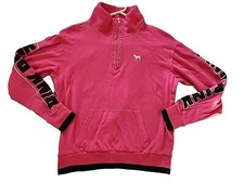 Pink Victoria Secret XS Pink Long-Sleeve Sweater Pullover 1/4 Zip Women's