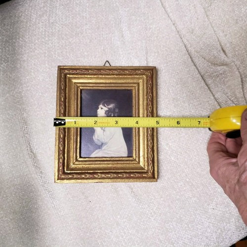 Lot Of 4 Small Vtg Mini's... Accent Mirrors Gold Framed Gilt Young Boy In Prayer - Picture 8 of 17