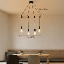 Rustic Farmhouse Wood Ceiling Light 4-Light Pendant Lamp Modern Home Chandelier
