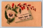 Victorian Trade Card Potter's Spool Silk Pansy Flowers Sewing Thread 2.5" x 4"