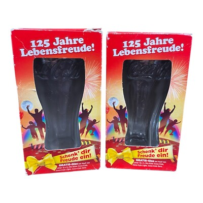 2x Coca Cola Gläser 125 Jahre Lebensfreude | Schwarz Transparent | Neu | 250ml 