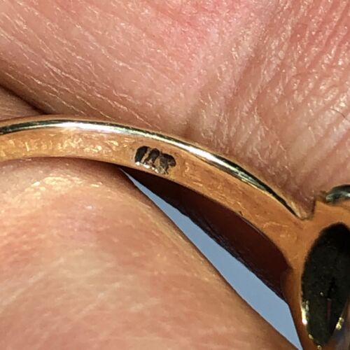 Australischer schwarzer Opal Ring oval klein massiv 53pt Edelstein Gr. 6 14k Gold b044 - Bild 9 von 11
