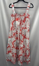 NWT Talbots Red Palm Print Fit & Flare Midi Sun Dress Size 12 Vacation