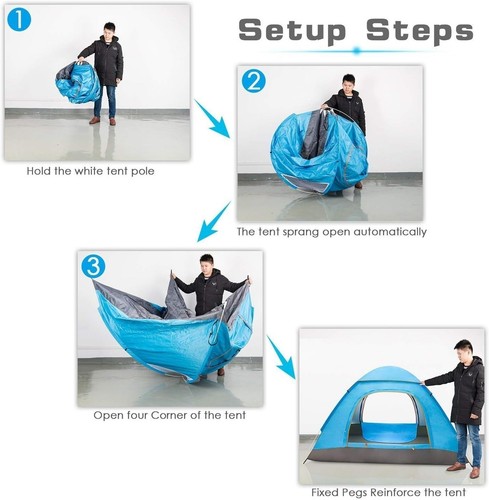 Waterproof Instant Pop-Up Tent for 3-4 Persons - Quick Setup Camping Shelter - Picture 5 of 8