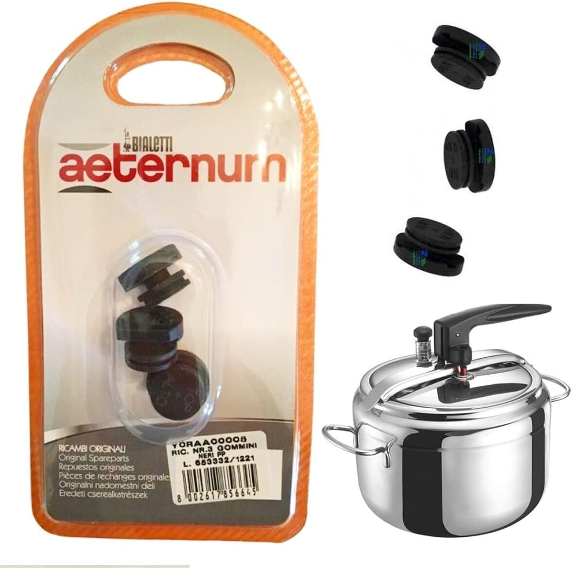 GOMMINO NERO RICAMBIO AETERNUM 3 PZ per pentole a pressione -  bialetti