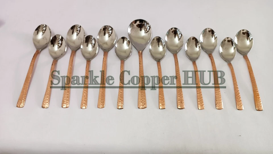 Acero Inoxidable Cobre Kitchen Hotel Vajilla 6 Té, 6 Postre, 1 Sirviendo Cuchara - Imagen 2 de 4