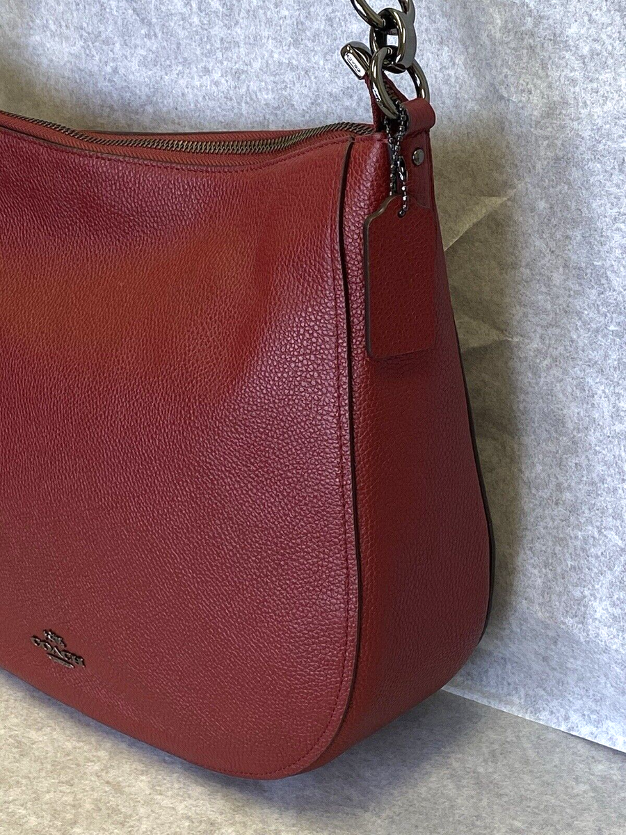 Coach Cherry Red Pebbled Leather Chelsea 32 Hobo Purse Bag Coach Cherry Red Pebbled Leather Chelsea 32 Hobo Purse Bag