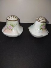 Antique Salt And Pepper Shakers with Pink Roses and gold trim