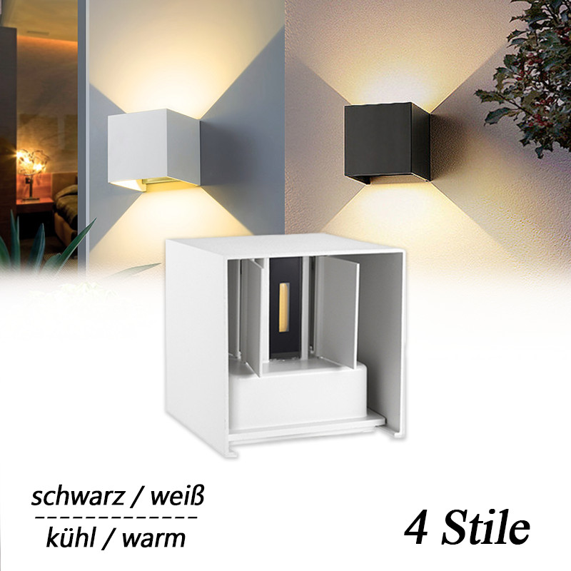 LED Wandlampe 12W Kühl/Warmweiß Festverdrahtet Draußen Innenhof 3000K/6000K 230V