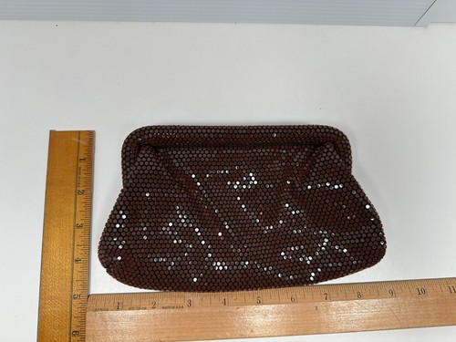 VTG Brown Reflective Lucite Tiles Disco Purse Handbag Glam Textured Clutch Purse - Picture 7 of 13