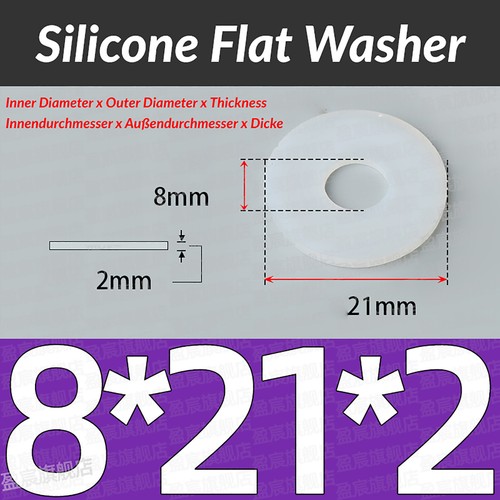 Silicone Plain Flat Washer O Rings Sealing Gaskets Ring Food Grade Thickn1mm-5mm - Picture 109 of 235