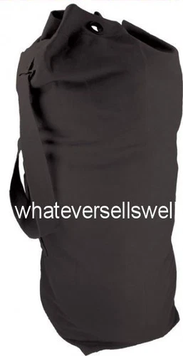 HUGE HEAVY DUTY COTTON CANVAS ARMY KIT BAG for work tool holdall  black