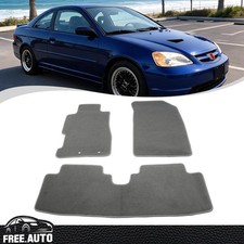 Fits 01-05 Honda Civic Floor Mats Carpet Front Rear Gray Grey 3pcs Nylon