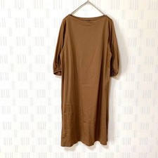 UNIQLO Mercerized Brown Sleeve Dress S Cotton Loose Casual Women
