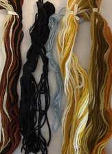 Mixed Lot Wool Tapestry Needlepoint Yarn 6.5 Oz  Yellow Brown Rust Tan Black L