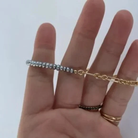 Pulsera tobillo perla tanzanita cadena dorada con cuentas delfín J Foto 4 de 4