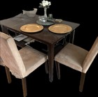 Beautiful Chestnut Dinning Room Table Set With Brown Suede Chairs — photo 1