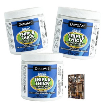 3 Pack 8oz Triple Thick Gloss Glaze for Ceramics Crafts with E-Book