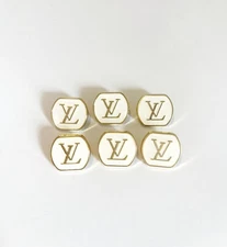 Designer L V Vintage Black Gold Button STAMPED | 6 PC Bundle | 18mm in size