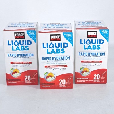 3x Force Factor Liquid Labs Rapid Hydration Drink Powder 60 Packets 09/26 SEALED