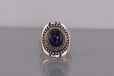 BA Suarti Sterling Silver & 18k Gold Purple Amethyst Bali Band Ring 925 Sz: 7