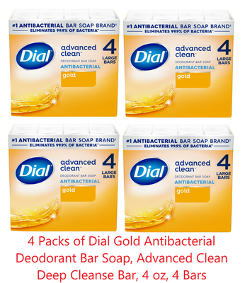 #ad #ad 4x Dial Antibacterial Deodorant Bar Soap Advanced Clean Gold 4 oz 4 Bars $16.99