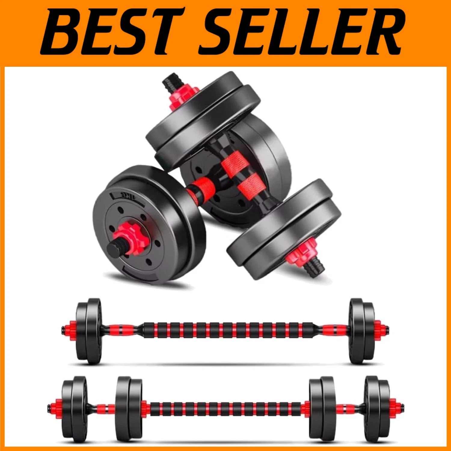 20lb Adjustable Dumbbells Set - Convertible to Barbell