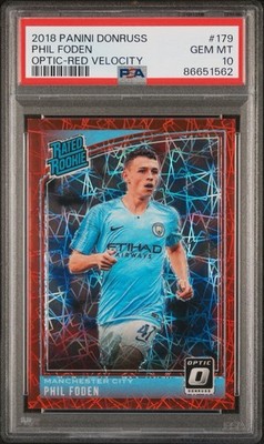 2018 Donruss Optic Phil Foden RC Rated Rookie Red Velocity Prizm /50 PSA 10 SP