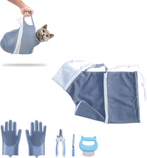 Adjustable Cat Bathing Bag with Grooming Tools for Safe Pet Care