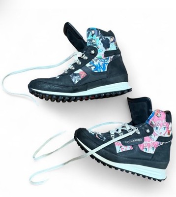 Dsquared2 Anime High-Top Black Nubuck Sneakers Men s Size 42 1/2