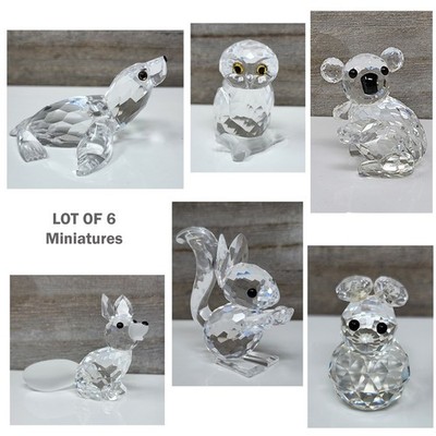 VTG Lot of 6 Swarovski Crystal Animal Min Figurines Boxes Retired Forest Ocean
