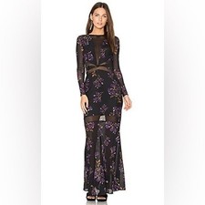 NBD Revolve Women’s Zoey Floral Mesh Long Sleeve Maxi Dress Gown Size XL New NWT