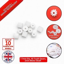 Pack of 10, 7.7 mm Dia Plastic Cog Wheels, 2mm Motor Shaft, 10 Tooth Gears S7097
