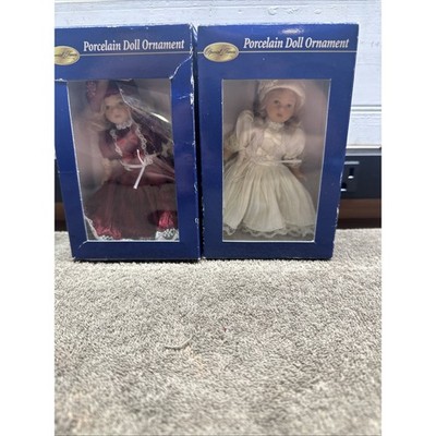 Porcelain Doll Ornament Victorian Style Hanging Collectible w Box 5 