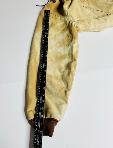 Vintage Carhartt JR106 USA Made Duck Jacket Large Tan Hooded Distressed Lined - Picture 9 of 20