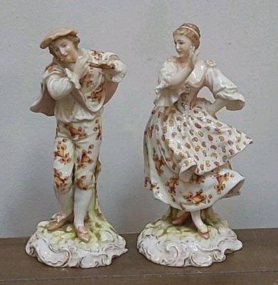 TRIEBNER ENS & ECKERT VOLKSTEDT PORCELAIN MUSICIAN LOVERS FIGURINES PAIR