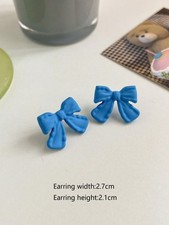 Blue Bowknot Stud Earrings Simple Fashion Gift For Mom