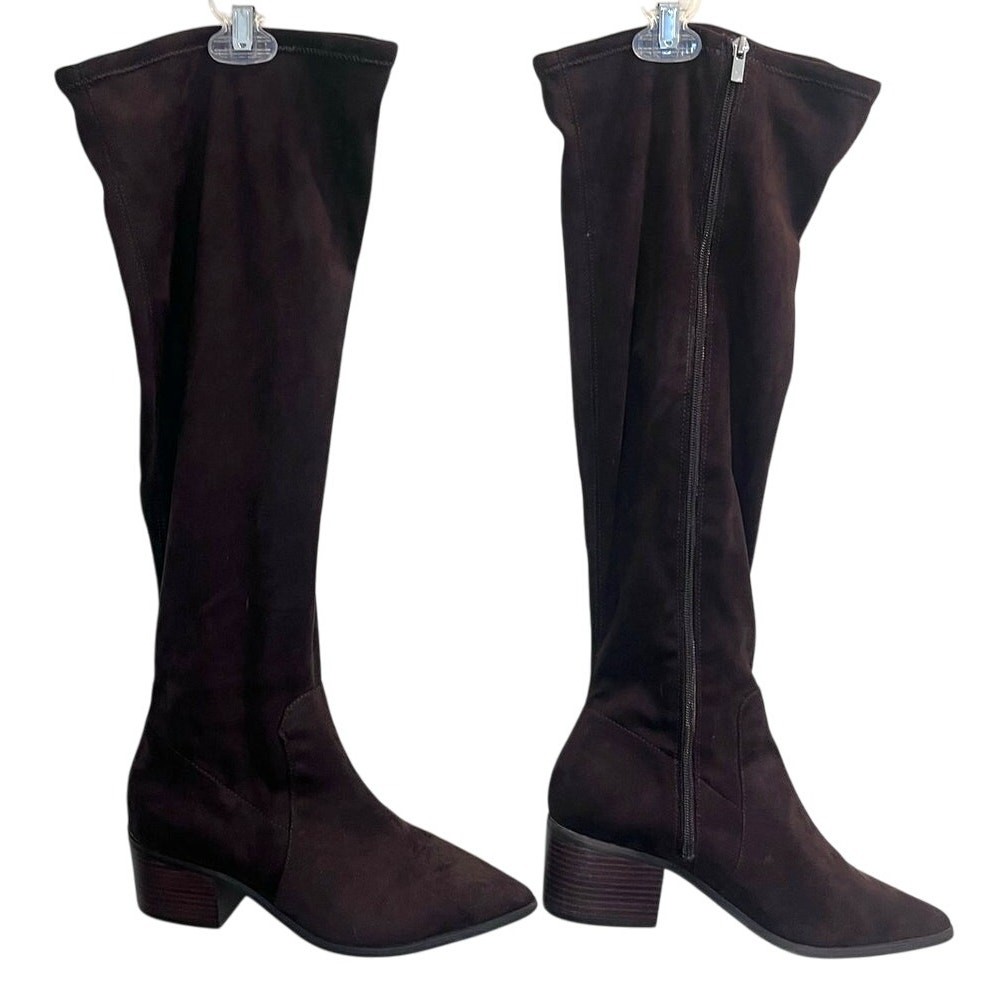 Eloquii Women's Brown Riko Faux Suede Tall Boots Size 9W Block Heal Old  Money