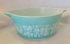 Vintage Pyrex Butterprint 2.5 qt Casserole Turquoise Amish No Lid 475 B