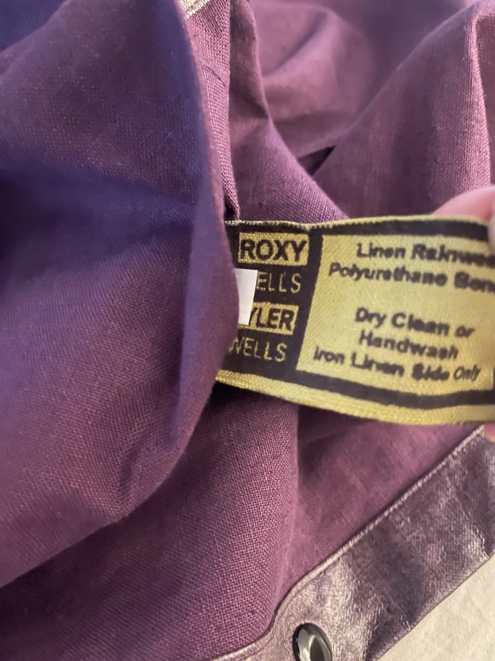 Roxy Wells Tyler Reversible Purple Long Rubberized Linen Trench Rain Coat Small - Image 3 of 4