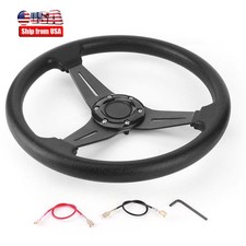 Universal Racing Steering Wheel 13.8 Inch 6 Bolt Anti-slip Leather Horn Button Universal Racing Steering Wheel 13.8 Inch 6 Bolt Anti-slip Leather Horn Button