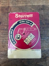 Vintage Starrett Tap Drill Decimal Equivalents Slide Card Advertising 1955 USA