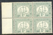Hong Kong 1938 postage Due 2c D6 block u/m Cat �28