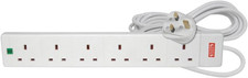 Mercury | 6 Gang Extension Lead with Surge Protection | UK Plug Socket Power Str