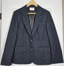 VTG Pendleton Blazer Jacket Women's Medium Gray 100 Virgin Wool Made in USA 90s