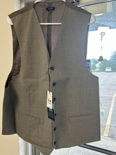 Stafford Men's Big  Tall Brown Houndstooth Wool Blend Formal Vest, XL