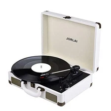  Record Player Bluetooth Vinyl Turntable 3 Speed Vintage Record Players White