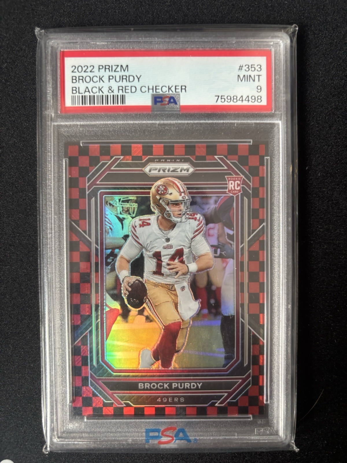 2022 Panini Prizm - Rookies Brock Purdy #353 Black & Red Checker Prizm (RC)