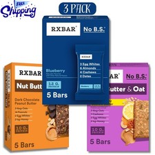 RXBAR Blueberry,Nut Butter Oat Dark Chocolate, Protein Bars Gluten-Free 15 Ct