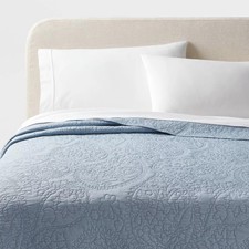 Full/Queen Garment Washed Paisley Stitch Quilt Sky Blue - Threshold:
